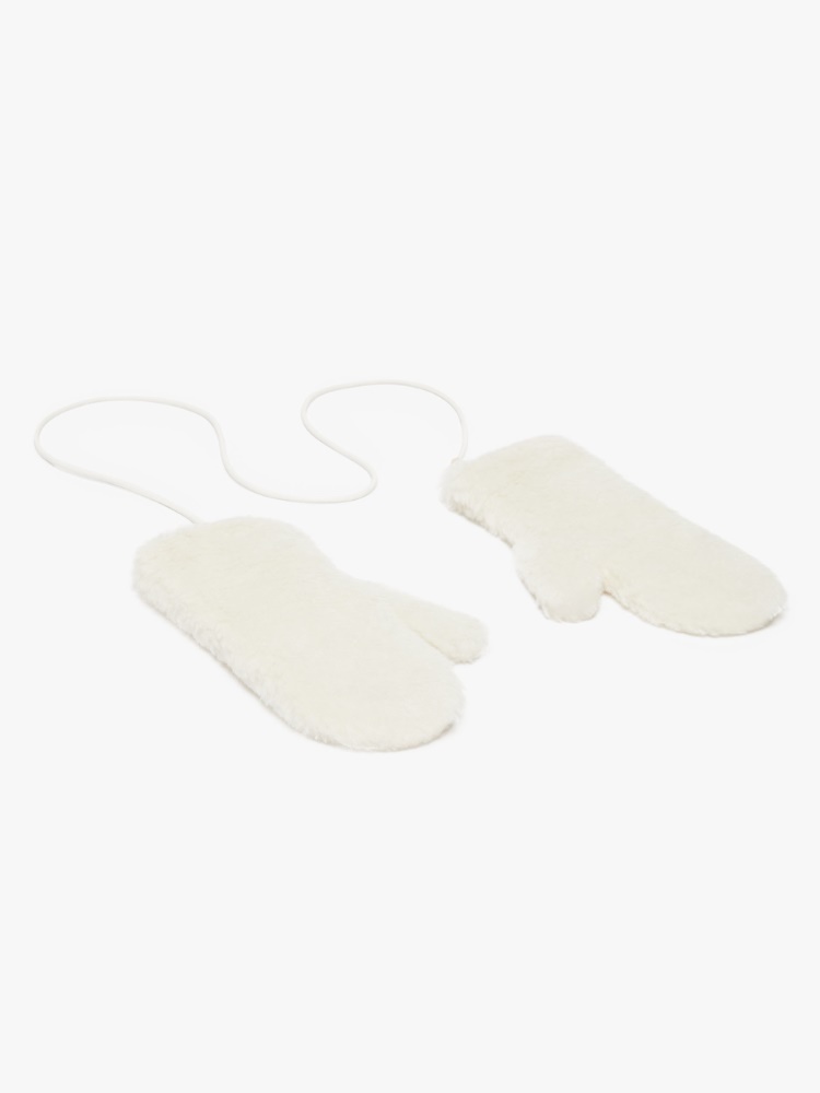Alpaca and wool Teddy fabric mittens - 白色 - Marina Rinaldi