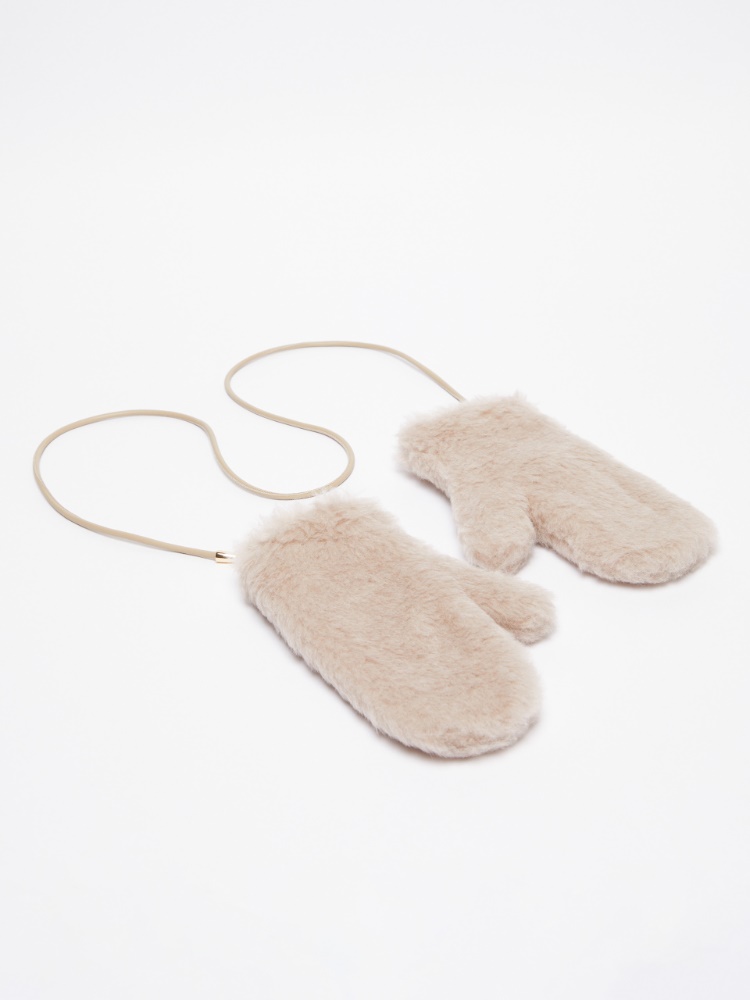 Alpaca and wool Teddy fabric mittens - 米色 - Marina Rinaldi - 2