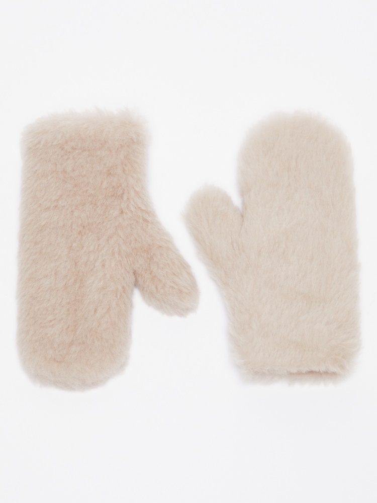 Alpaca and wool Teddy fabric mittens - 米色 - Marina Rinaldi