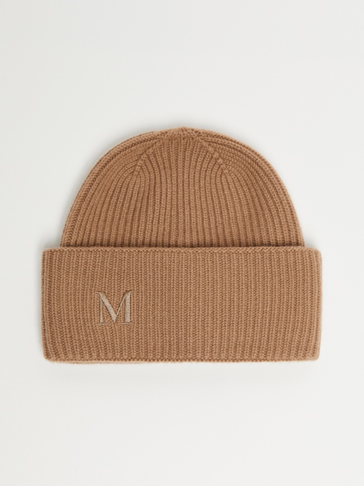 Ribbed cashmere beanie - 驼色 - Marina Rinaldi