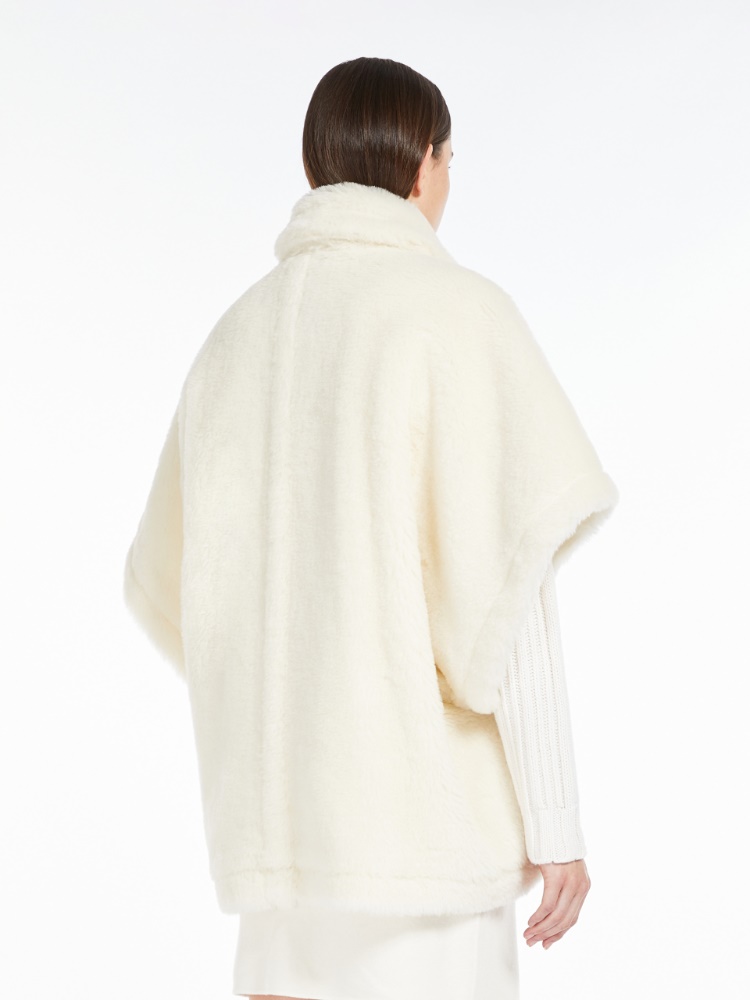Teddy fabric short cloak - 白色 - Marina Rinaldi - 3