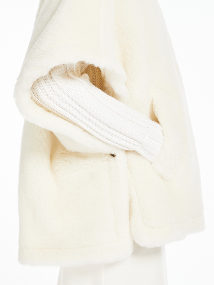 Teddy fabric short cloak - 白色 - Marina Rinaldi - 4