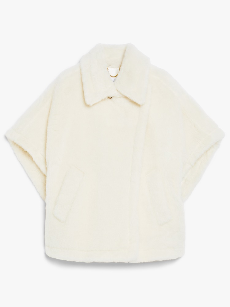 Teddy fabric short cloak - 白色 - Marina Rinaldi