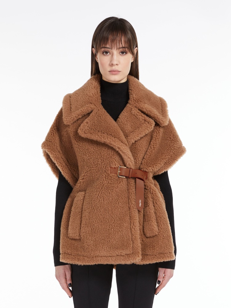 Teddy fabric short cape - 驼色 - Marina Rinaldi - 2