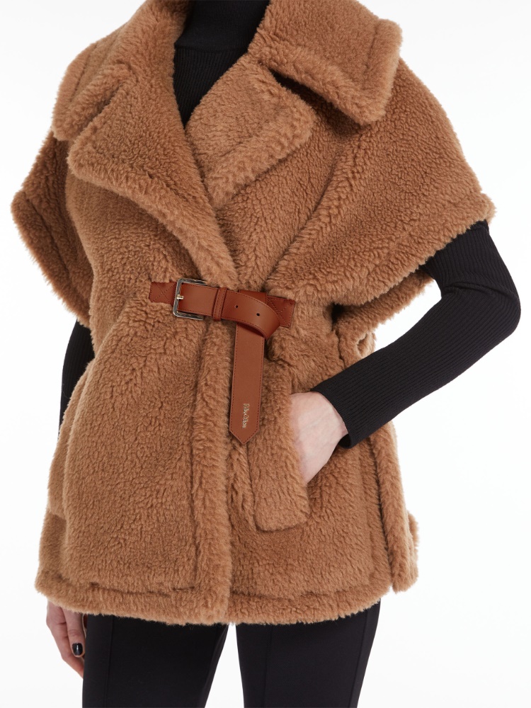 Teddy fabric short cape - 驼色 - Marina Rinaldi - 4