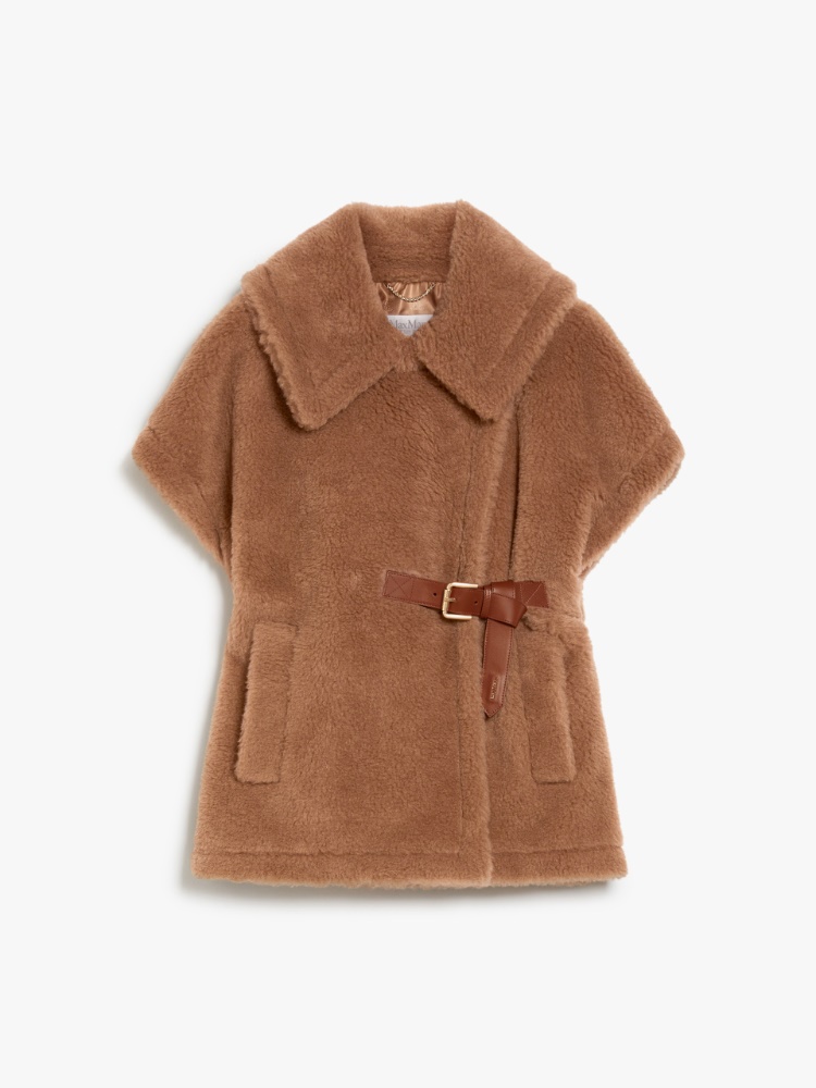 Teddy fabric short cape - 驼色 - Marina Rinaldi
