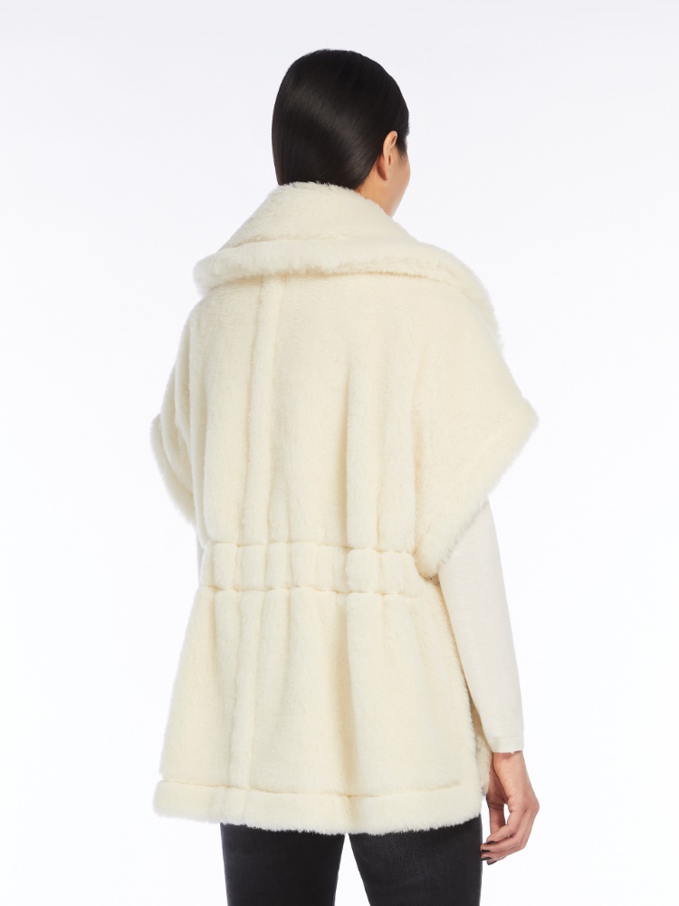 Short cape in alpaca and wool Teddy fabric - 白色 - Marina Rinaldi - 3