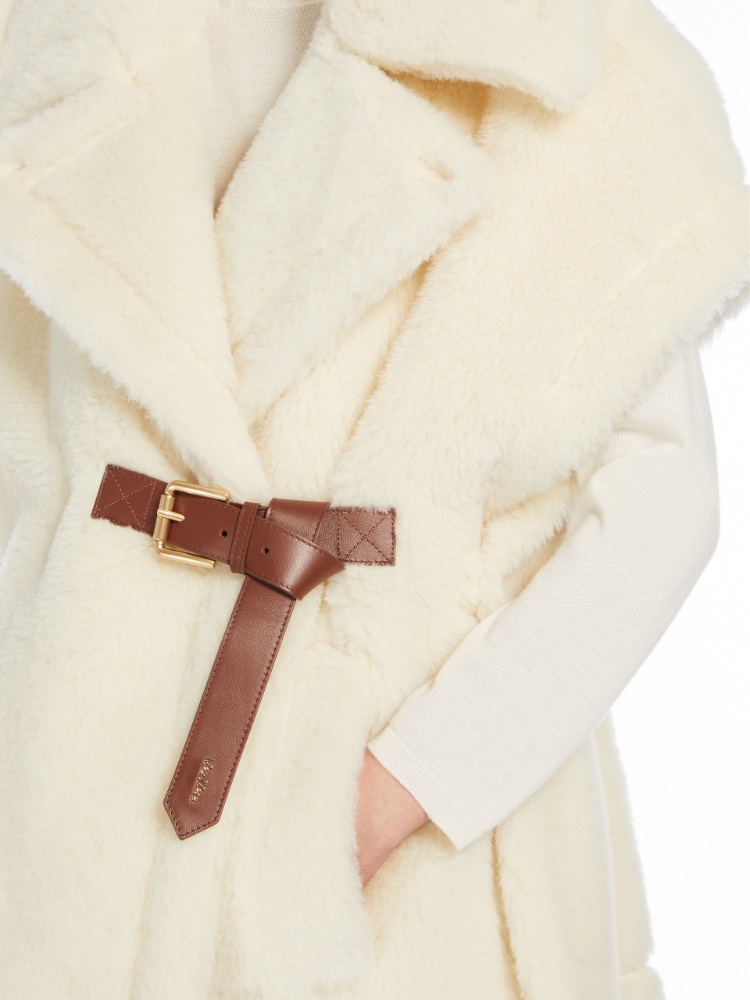 Short cape in alpaca and wool Teddy fabric - 白色 - Marina Rinaldi - 4