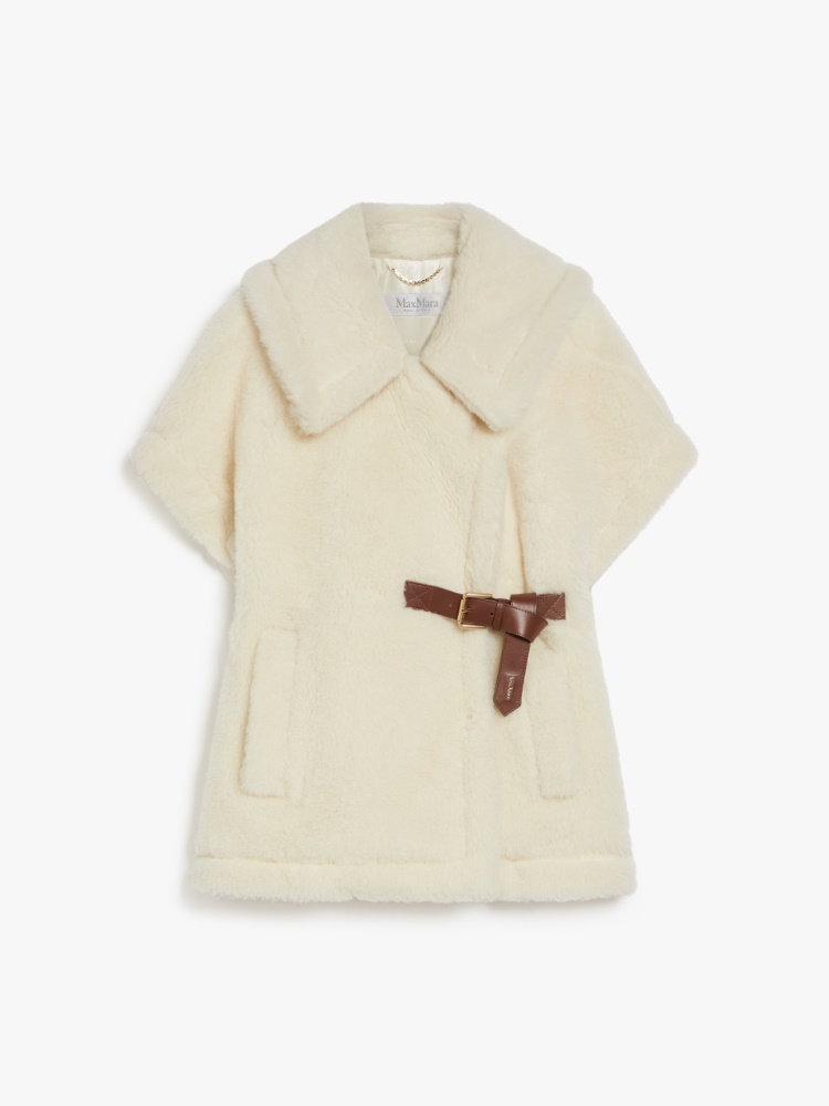 Short cape in alpaca and wool Teddy fabric - 白色 - Marina Rinaldi - 6