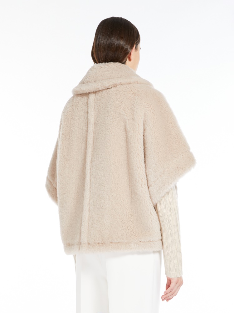Alpaca and wool Teddy fabric boxy cape - 米色 - Marina Rinaldi - 3