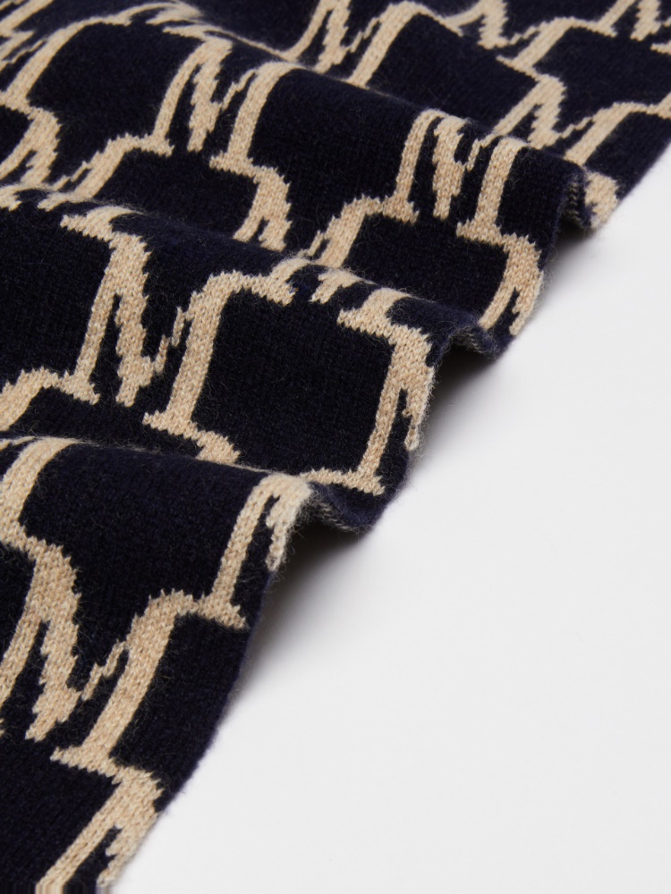 Cashmere logo scarf - 深蓝色 - Marina Rinaldi - 3