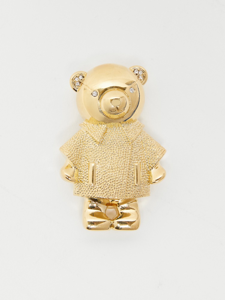 Metal teddy bear brooch - 金色 - Marina Rinaldi