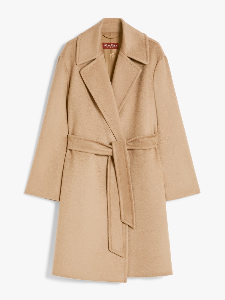 Wool robe coat - 驼色 - Marina Rinaldi