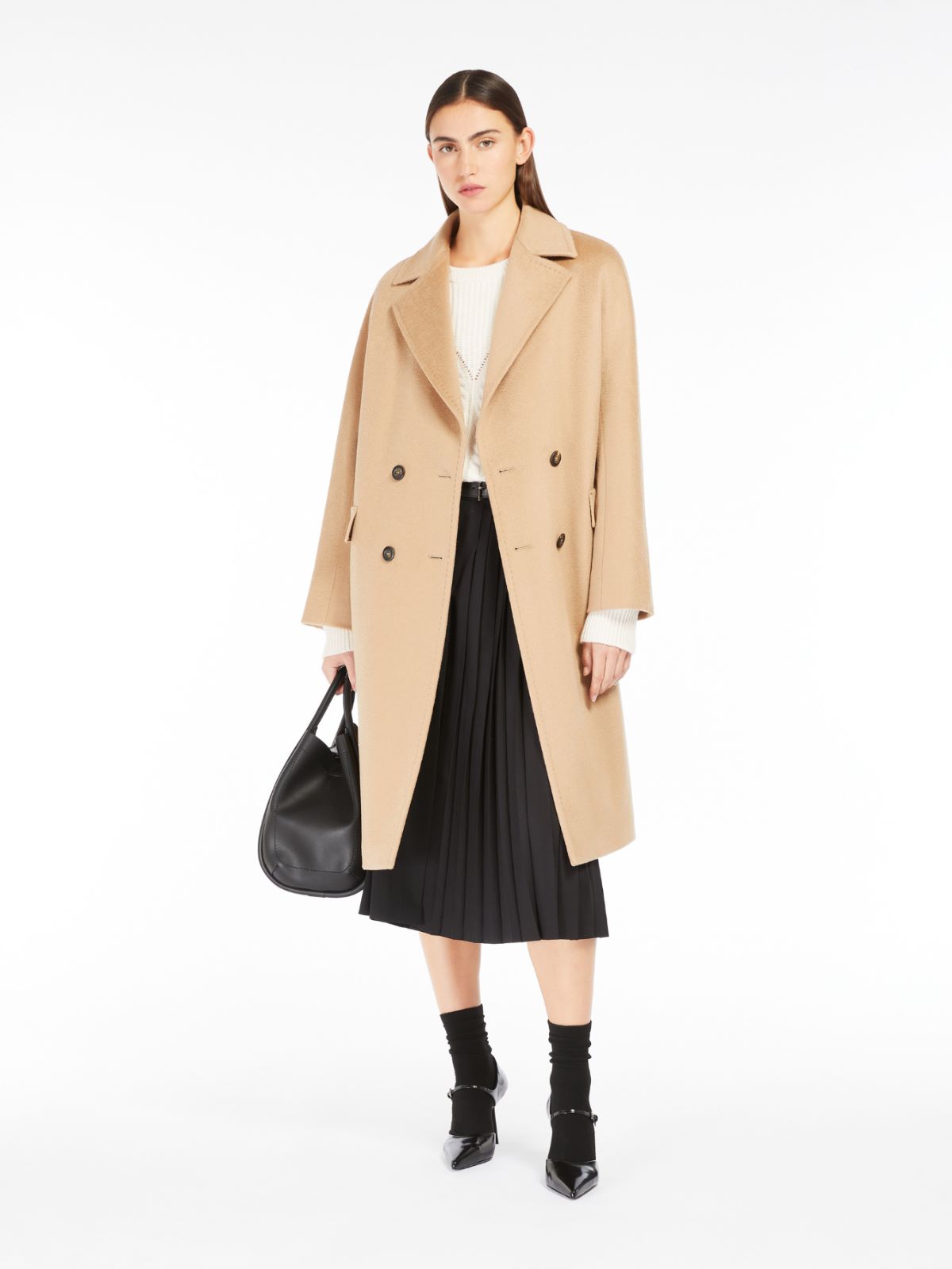 Cashmere, alpaca and wool coat - 驼色 - Marina Rinaldi