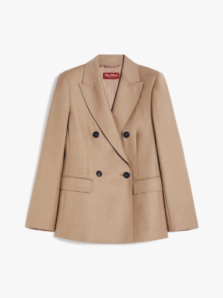 Double-breasted flannel blazer - 驼色 - Marina Rinaldi