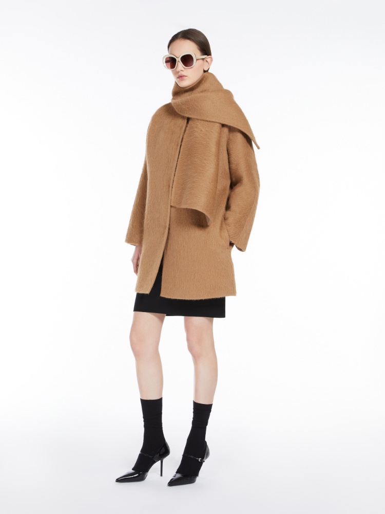 Alpaca and wool jacket with scarf - 驼色 - Marina Rinaldi - 2