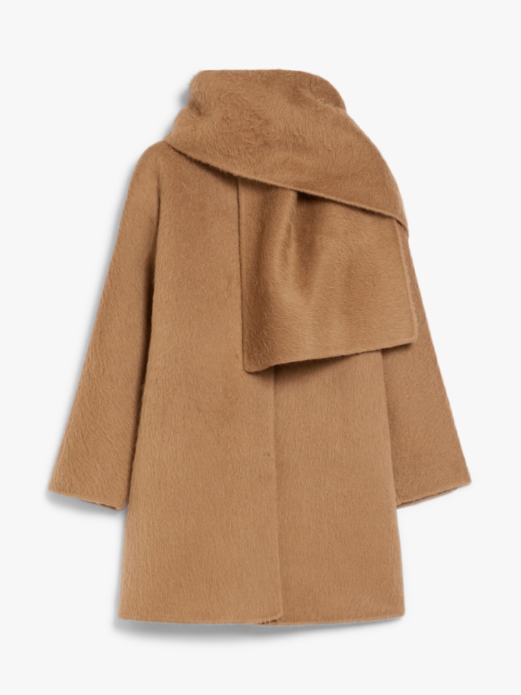 Alpaca and wool jacket with scarf - 驼色 - Marina Rinaldi