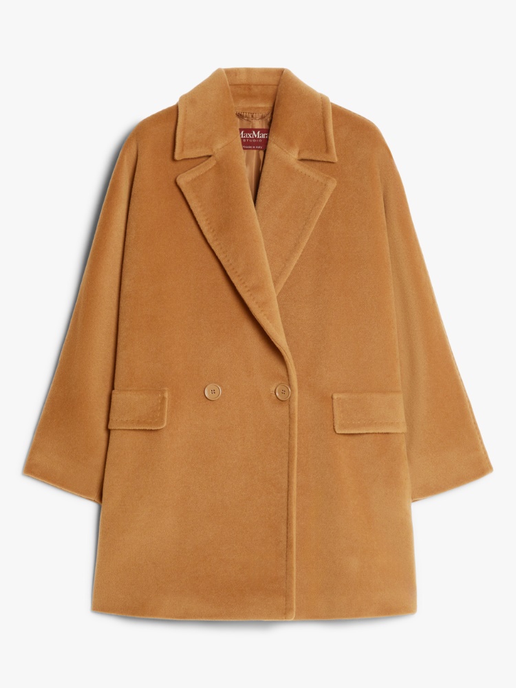 Double-breasted wool jacket - 驼色 - Marina Rinaldi