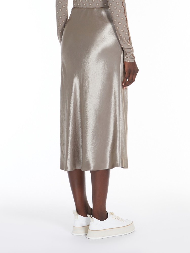 Satin midi skirt - 米色 - Marina Rinaldi - 3