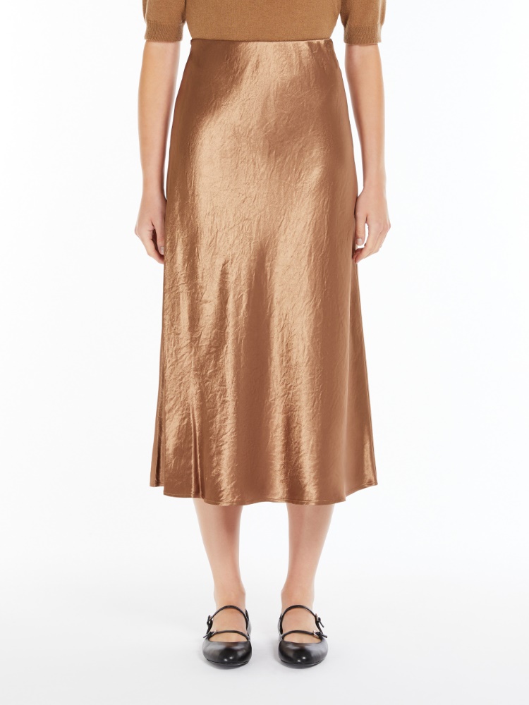 Satin midi skirt - 褐色 - Marina Rinaldi - 2