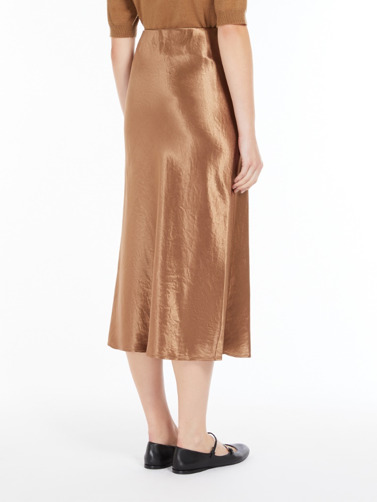 Satin midi skirt - 褐色 - Marina Rinaldi - 3