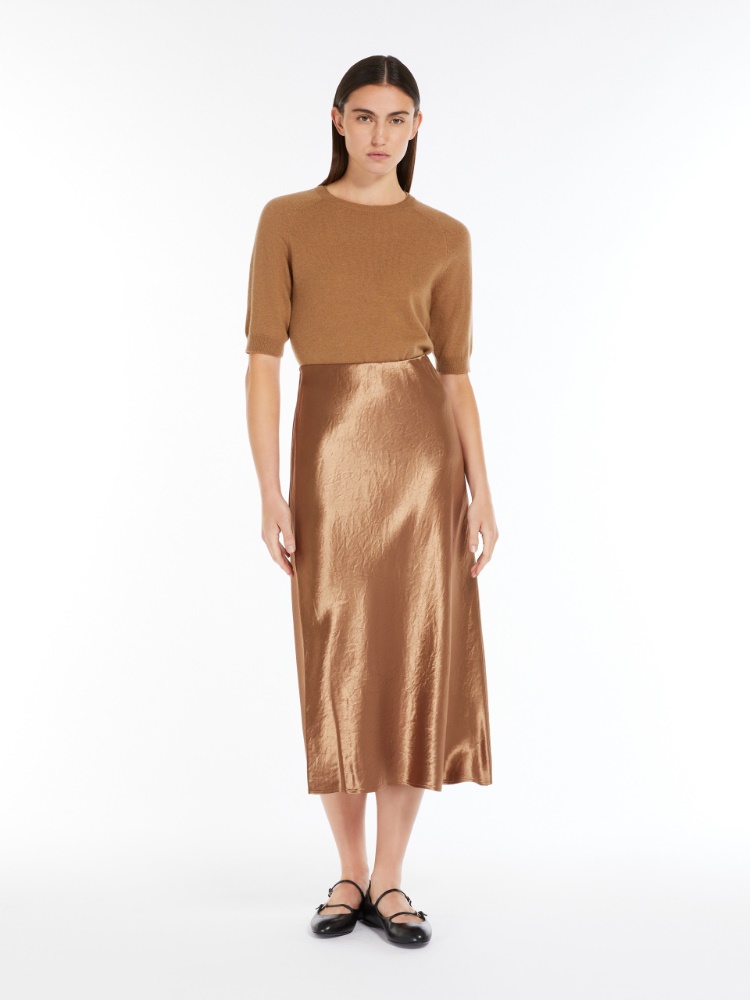 Satin midi skirt - 褐色 - Marina Rinaldi - 2