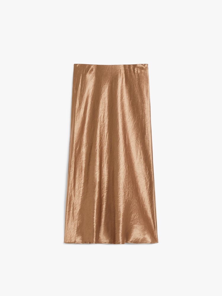 Satin midi skirt - 褐色 - Marina Rinaldi