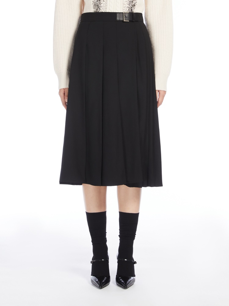 Pleated wool skirt - 黑色 - Marina Rinaldi - 2