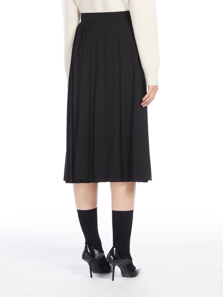 Pleated wool skirt - 黑色 - Marina Rinaldi - 3