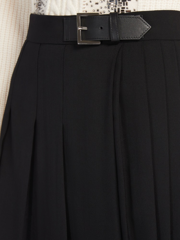 Pleated wool skirt - 黑色 - Marina Rinaldi - 4