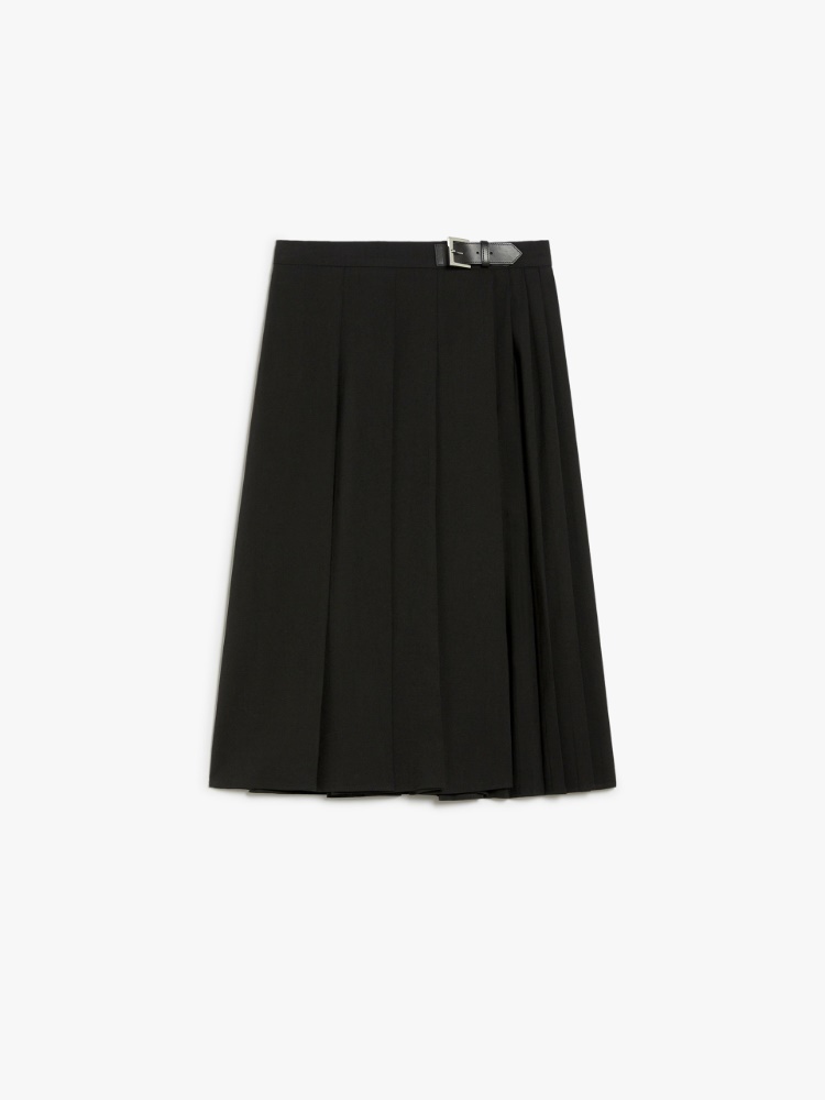 Pleated wool skirt - 黑色 - Marina Rinaldi