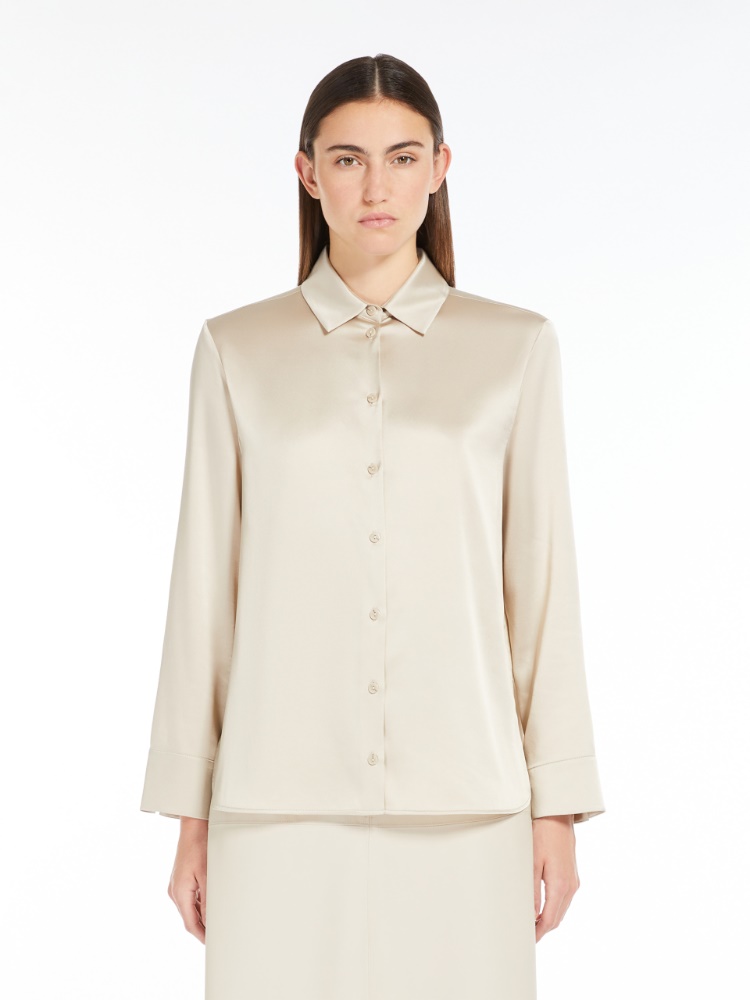 Stretch silk satin shirt - 米色 - Marina Rinaldi - 2