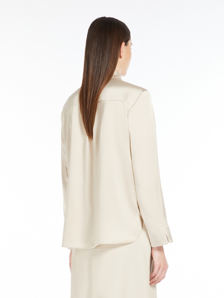 Stretch silk satin shirt - 米色 - Marina Rinaldi - 3