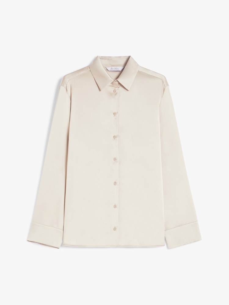 Stretch silk satin shirt - 米色 - Marina Rinaldi - 5