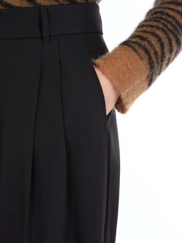 Wool twill trousers - 黑色 - Marina Rinaldi - 4
