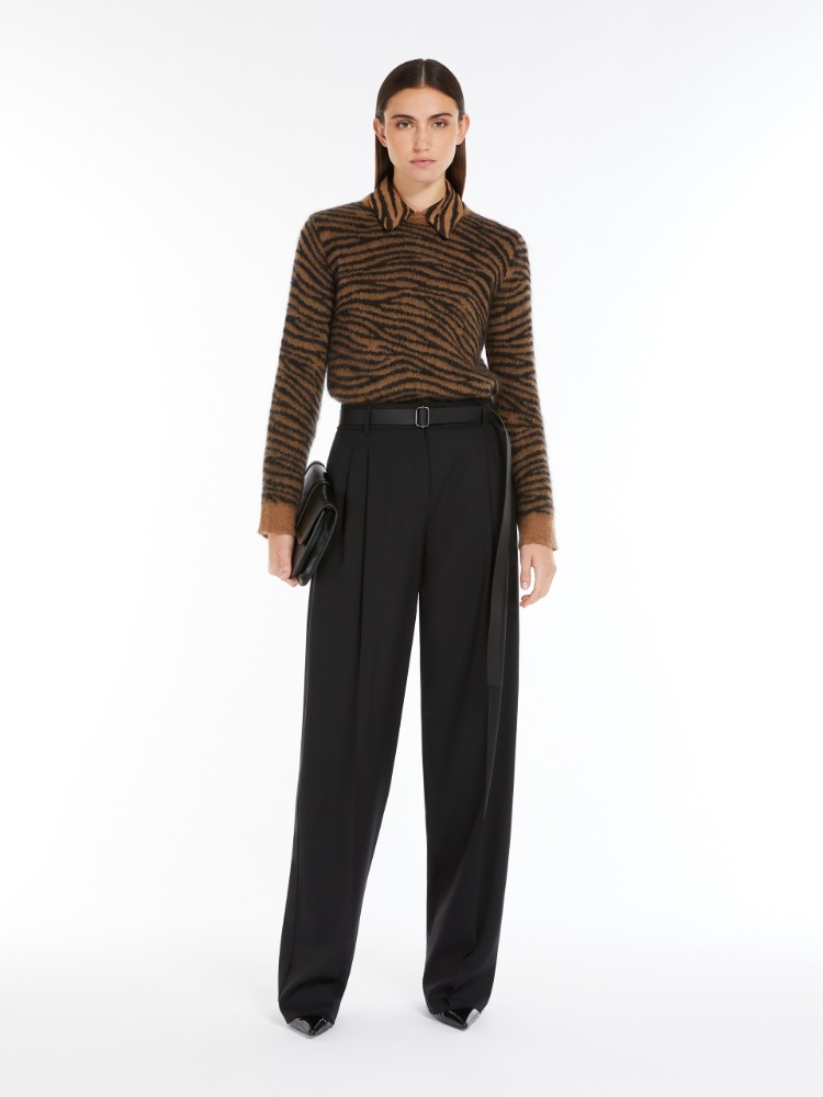 Wool twill trousers - 黑色 - Marina Rinaldi - 2