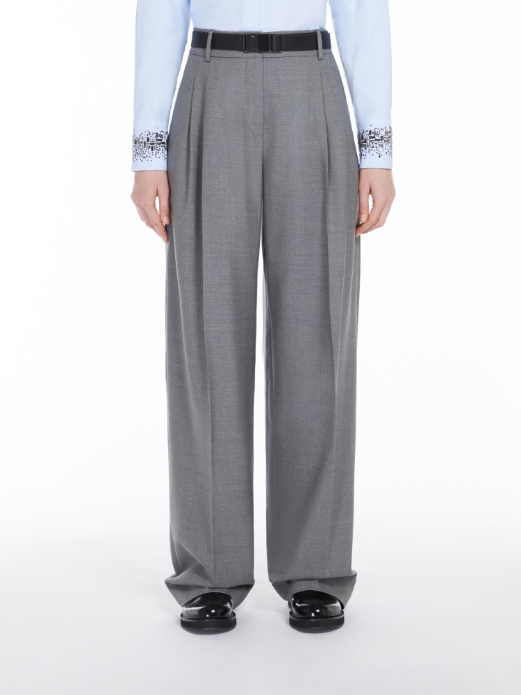 Wool twill trousers - 灰色 - Marina Rinaldi - 2