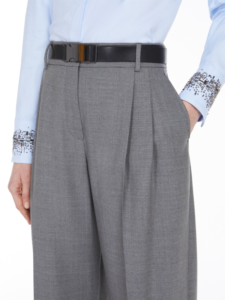 Wool twill trousers - 灰色 - Marina Rinaldi - 4
