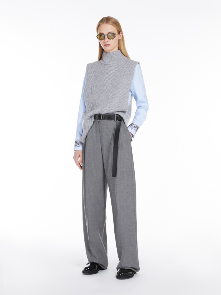 Wool twill trousers - 灰色 - Marina Rinaldi - 2