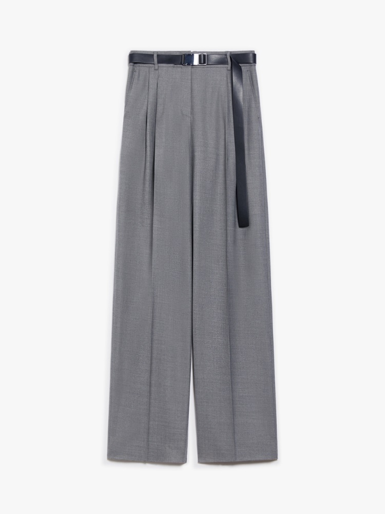 Wool twill trousers - 灰色 - Marina Rinaldi