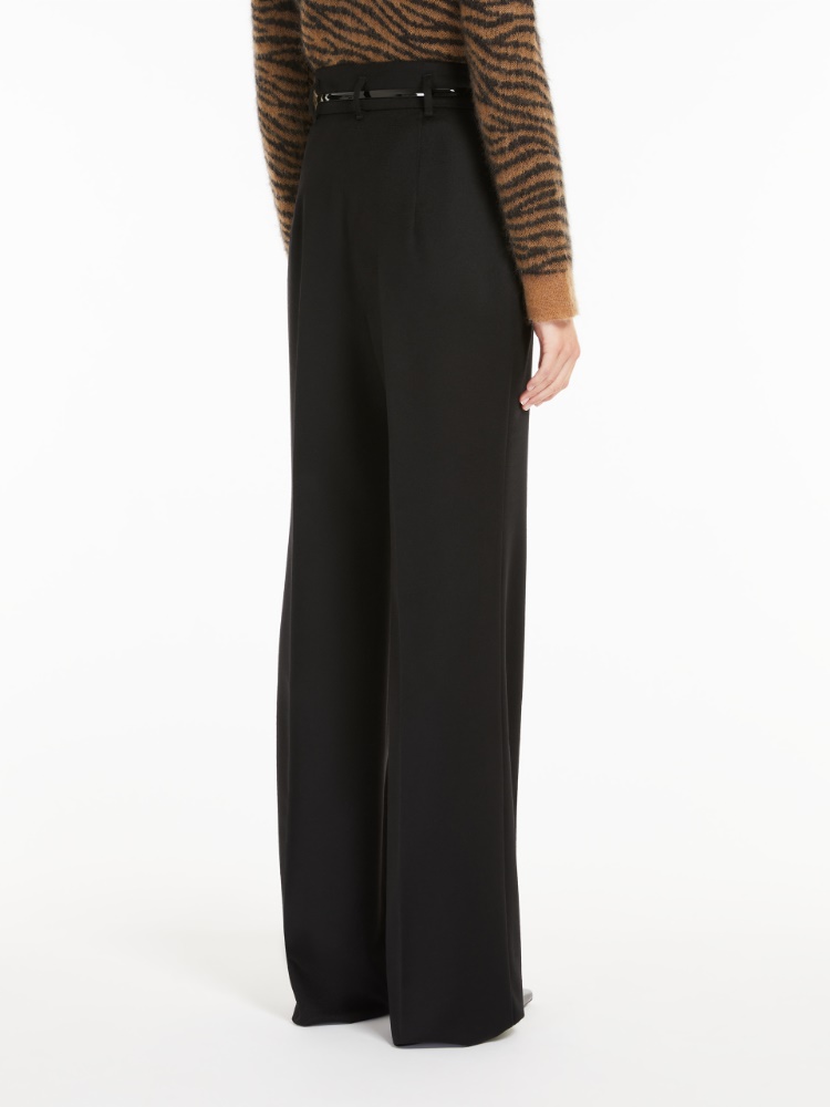 Wool drap trousers - 黑色 - Marina Rinaldi - 3