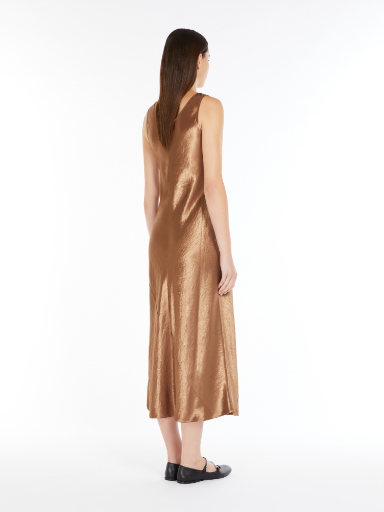 Flowing satin dress - 褐色 - Marina Rinaldi - 3