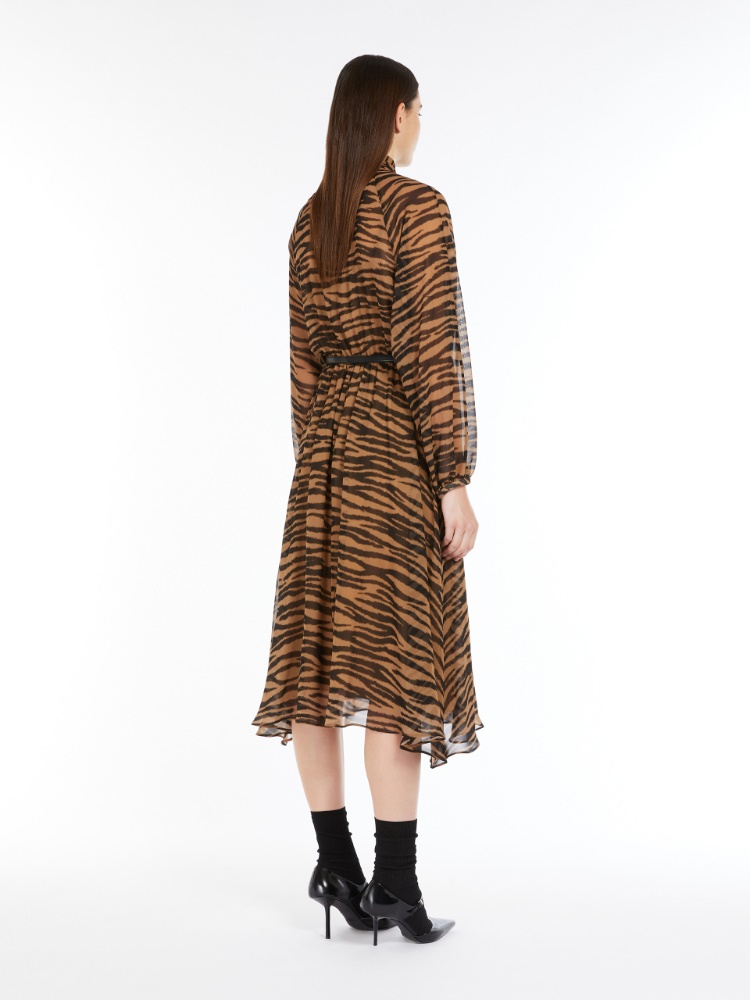 Shirt dress in printed silk - 黑色 - Marina Rinaldi - 3