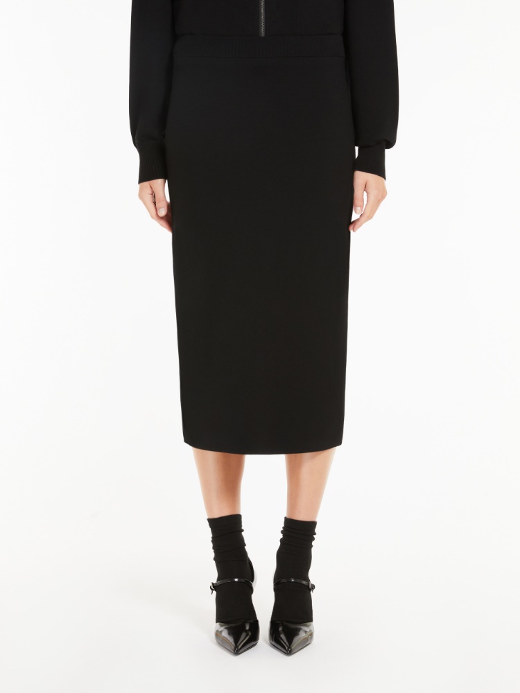 Wool and viscose pencil skirt - 黑色 - Marina Rinaldi - 2