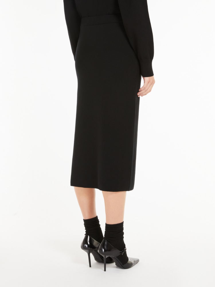 Wool and viscose pencil skirt - 黑色 - Marina Rinaldi - 3