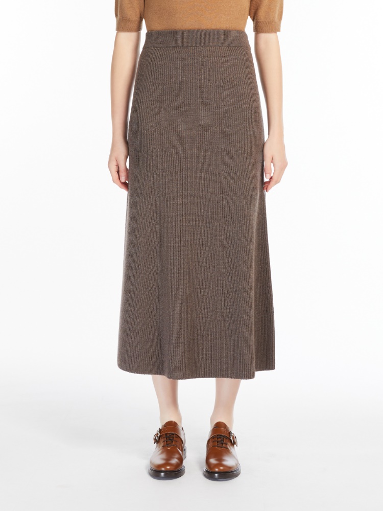Wool flared skirt - 浅棕色 - Marina Rinaldi - 2