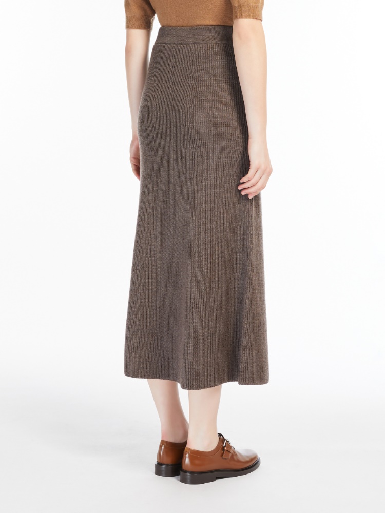 Wool flared skirt - 浅棕色 - Marina Rinaldi - 3