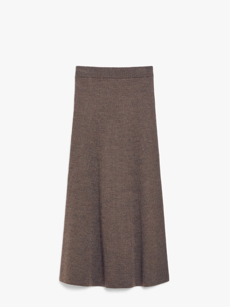 Wool flared skirt - 浅棕色 - Marina Rinaldi