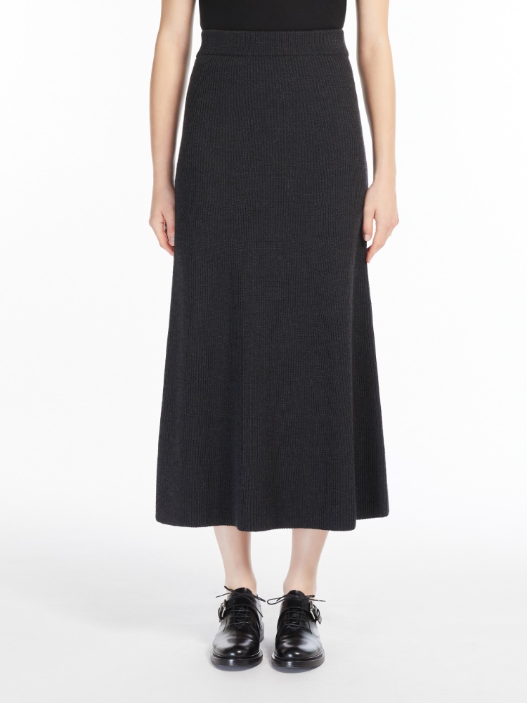 Wool flared skirt - 深灰色 - Marina Rinaldi - 2