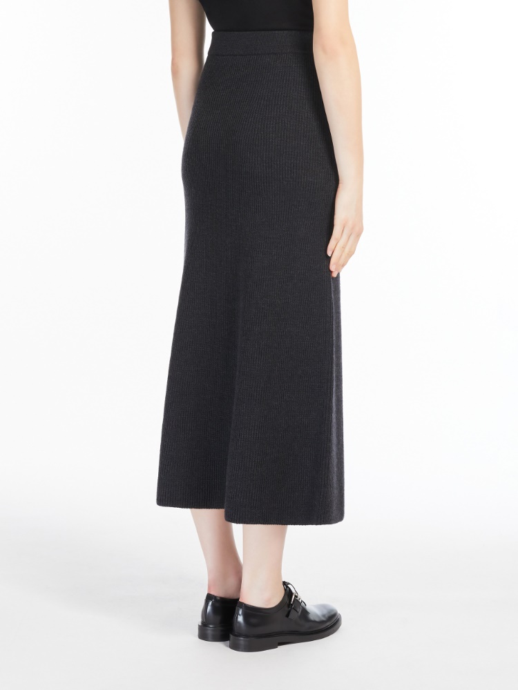 Wool flared skirt - 深灰色 - Marina Rinaldi - 3